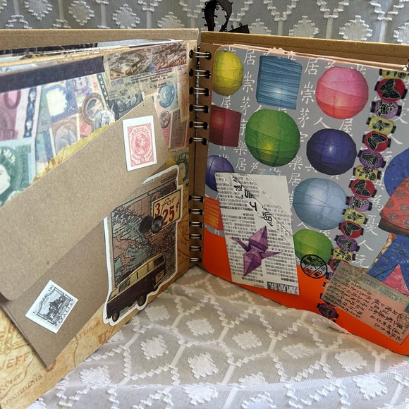 Handmade Vintage Travel Worldly Theme Junk Journal Scrapbook One of a Kind - Picture 11 of 16